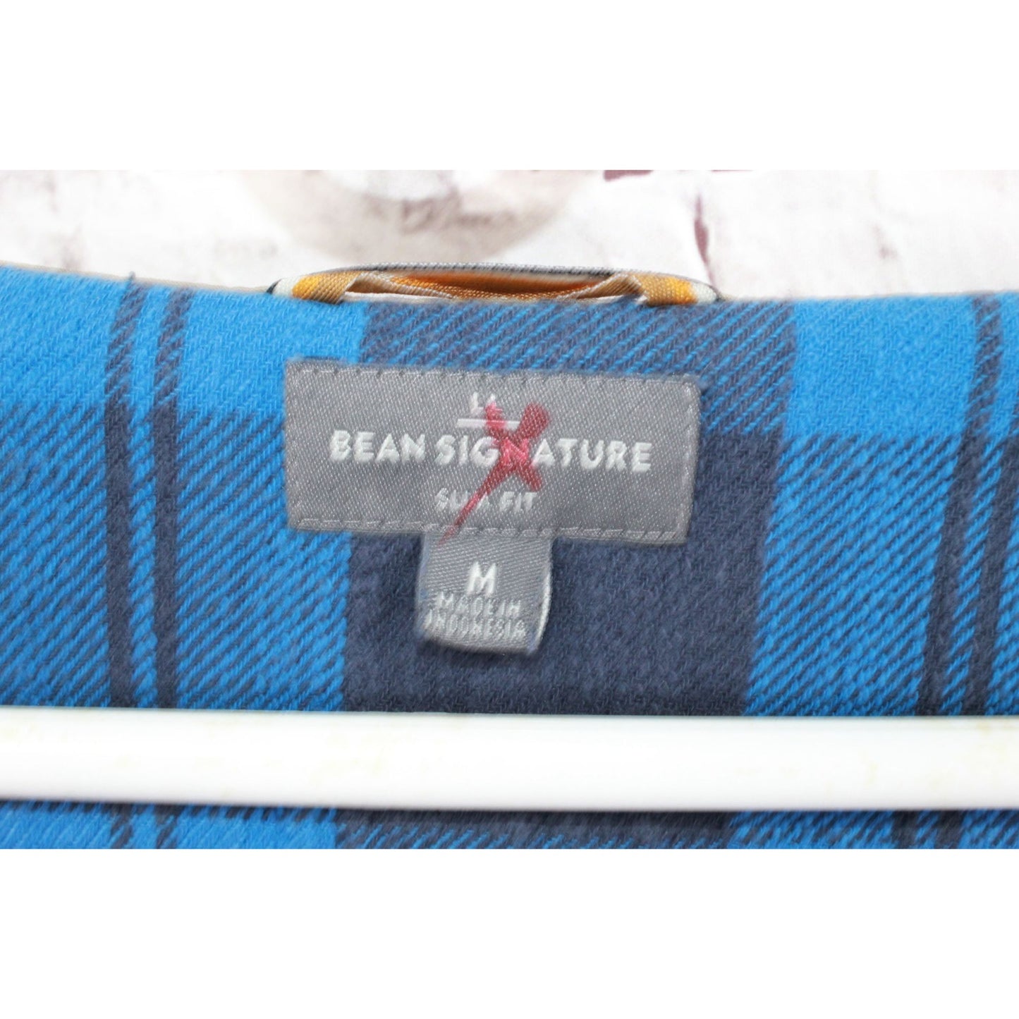 LL Bean Men's Signature Heritage Textured Flannel Shirt Cotton Blue Water Size M