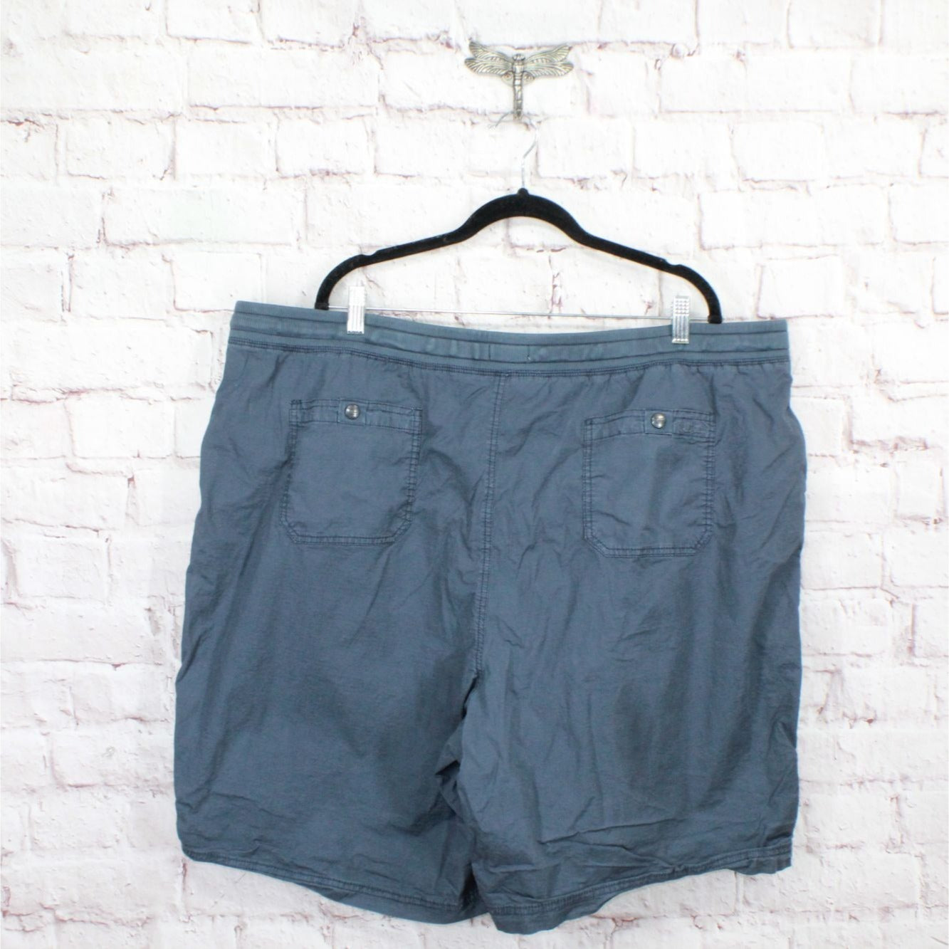 LL Bean Women's Stretch Ripstop Pull On Shorts Cotton Carbon Navy Size 3X Plus