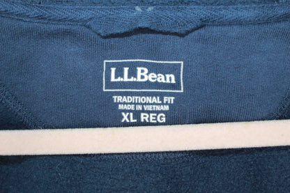 LL Bean Men's Athletic Sweats Full Zip Hooded Sweatshirt Cotton Navy Blue XL