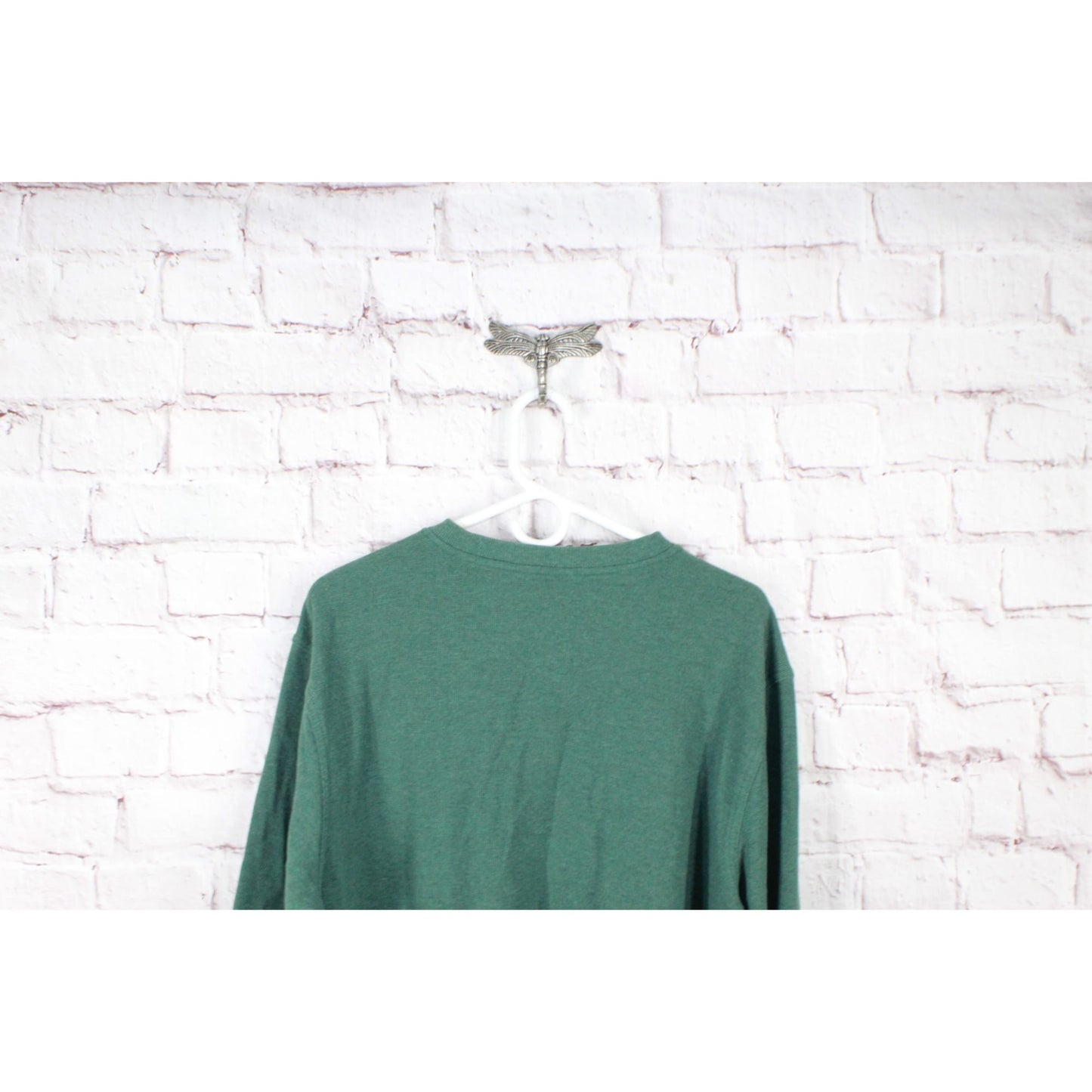 LL Bean Men's Unshrinkable Mini Waffle Henley Long-Sleeve Cotton Green XL