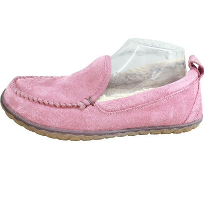 LL Bean Women's Pink Suede Fleece Lined Mountain Moccasin Slippers Size 8 M