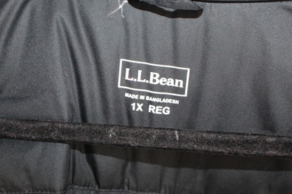 LL Bean Women's Warm Core Down Coat Polyester Snap Zip Black Quilted Size 1X