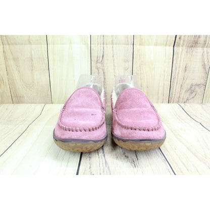 LL Bean Women's Pink Suede Fleece Lined Mountain Moccasin Slippers Size 6 M