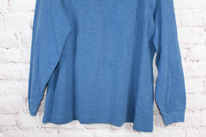 LL Bean Men's Unshrinkable Mini Waffle Henley Long-Sleeve Shirt Blue XL Tall