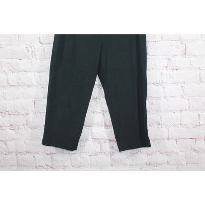 LL Bean Perfect Fit Pants Straight Leg Crop Cotton Black Size M Pet