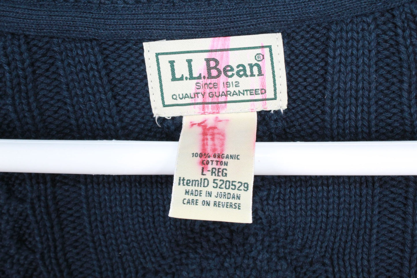 LL Bean Mens Heritage Soft Cotton Fisherman Sweater Full Zip Cotton Blue Size L