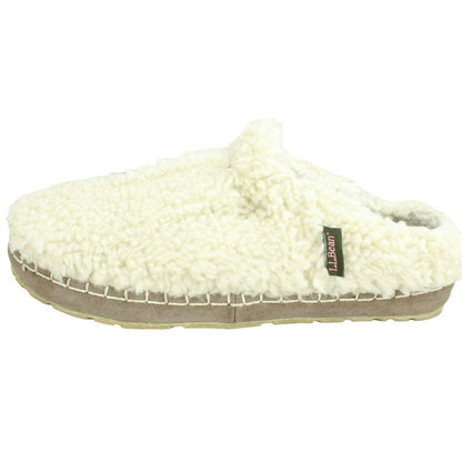 LL Bean Women's White Fur Wicked Good Fleece Lined Cozy Slipper Size 9 M