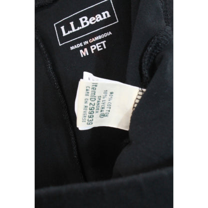 LL Bean Perfect Fit Pants Straight Leg Crop Cotton Black Size M Pet