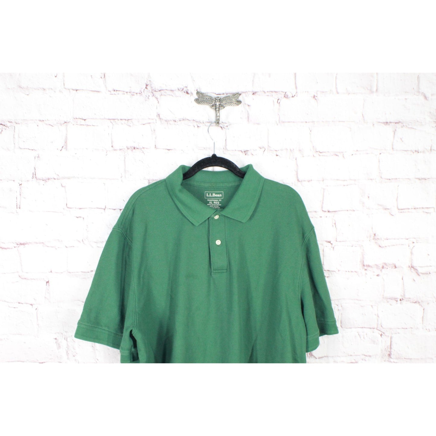 LL Bean Men's Premium Double L Polo Banded Short Sleeve Cotton Green Size XL