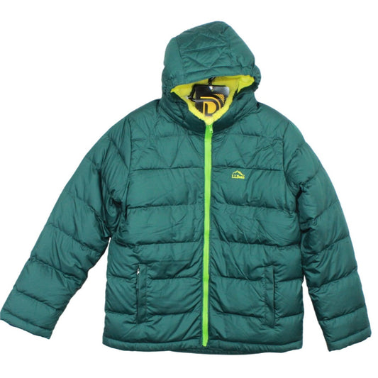 LL Bean Kids' Beans Down Jacket Fleece Lined Pinewood Green Size L 14-16