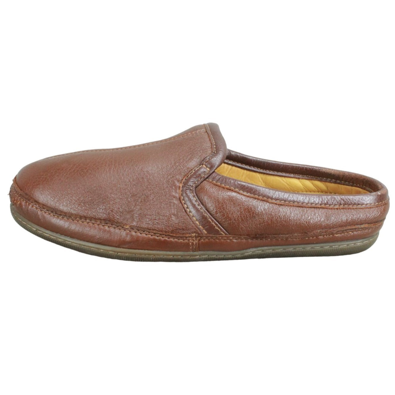 LL Bean Men's Elkhide Brown Pebbled Leather Soft Comfort Slipper Scuffs Size 8 M