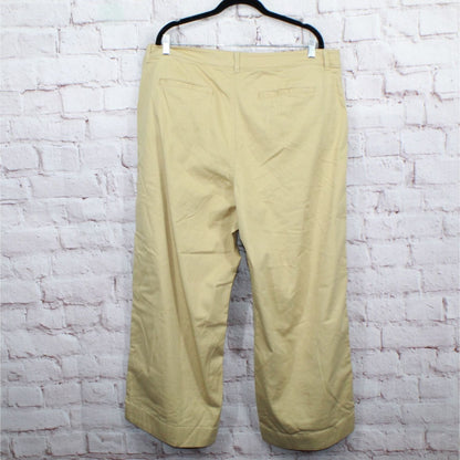 LL Bean Womens Comfort Stretch Pants Mid Rise Wide Leg Chino Cotton Pine Nut 18W