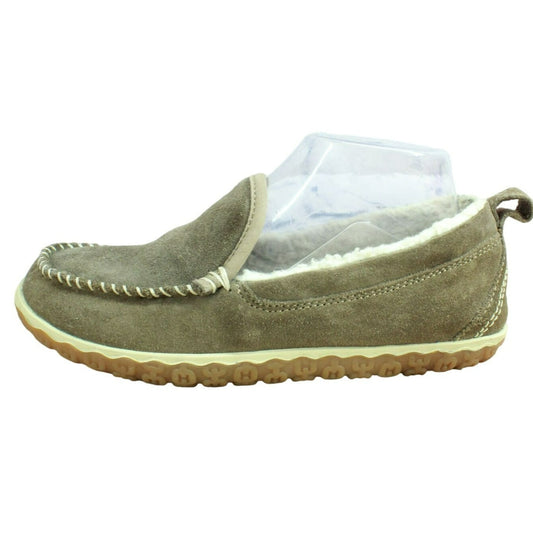 LL Bean Women's Gray Suede Fleece Lined Mountain Moccasin Slippers Size 7 M