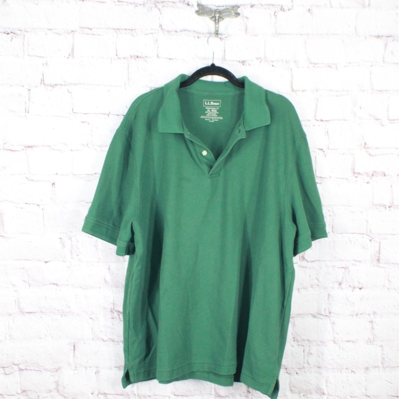 LL Bean Men's Premium Double L Polo Banded Short Sleeve Cotton Green Size XL