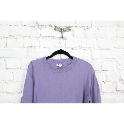 LL Bean Women's Cotton Cashmere Sweater Crewneck Amethyst Heather Size L