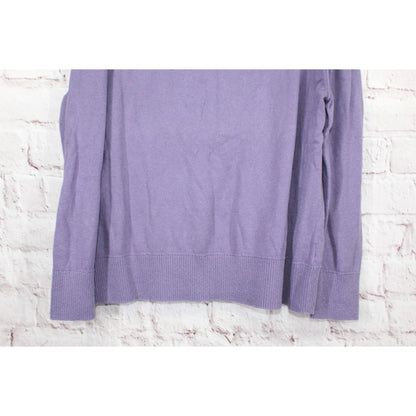 LL Bean Women's Cotton Cashmere Sweater Crewneck Amethyst Heather Size L