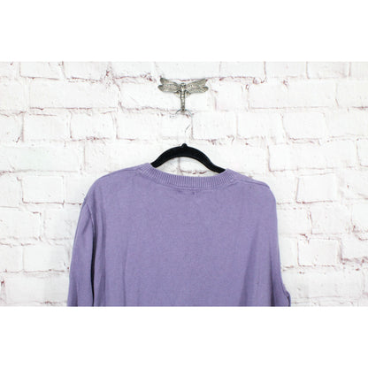 LL Bean Women's Cotton Cashmere Sweater Crewneck Amethyst Heather Size L