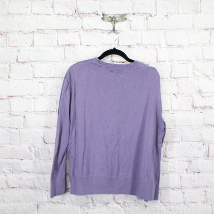 LL Bean Women's Cotton Cashmere Sweater Crewneck Amethyst Heather Size L