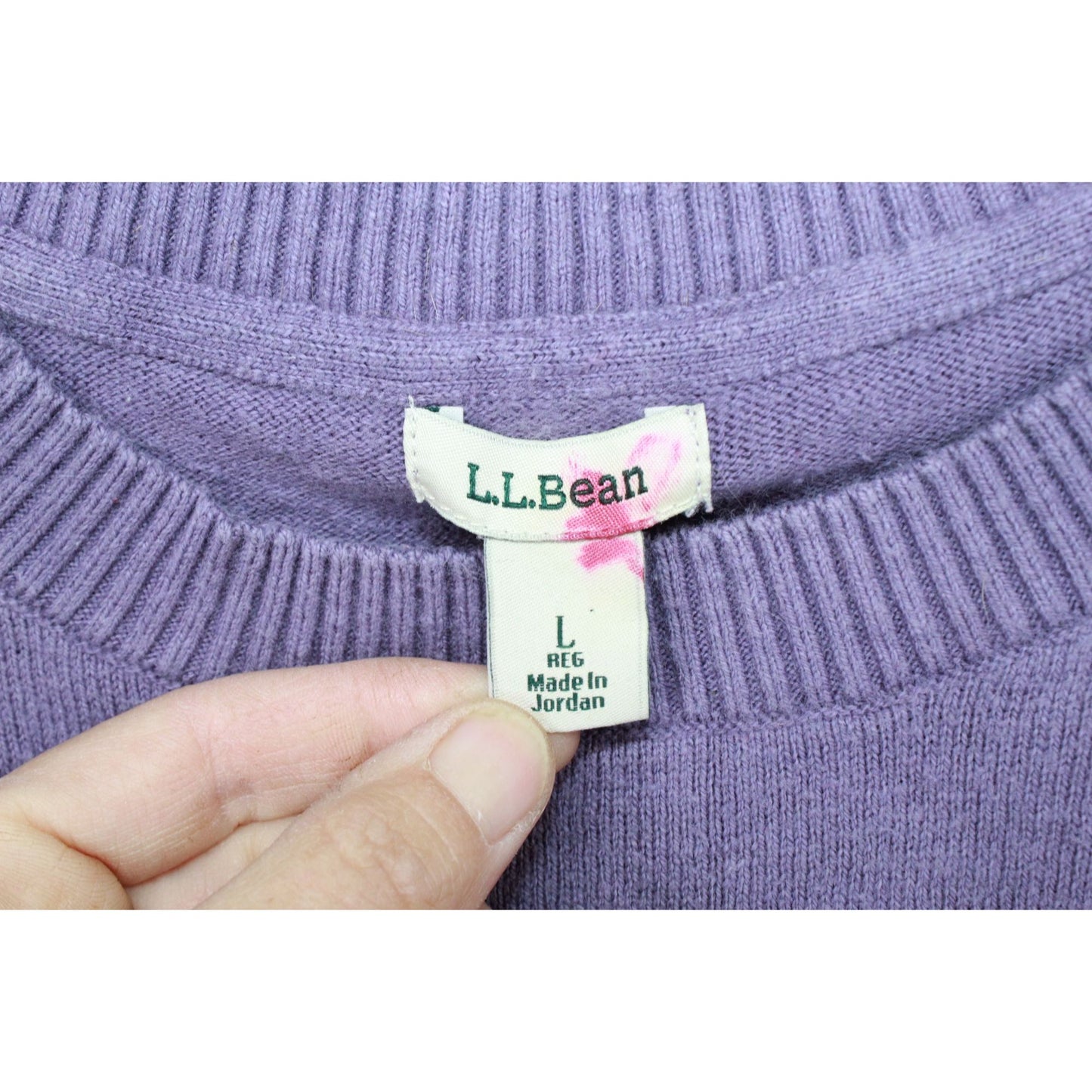 LL Bean Women's Cotton Cashmere Sweater Crewneck Amethyst Heather Size L