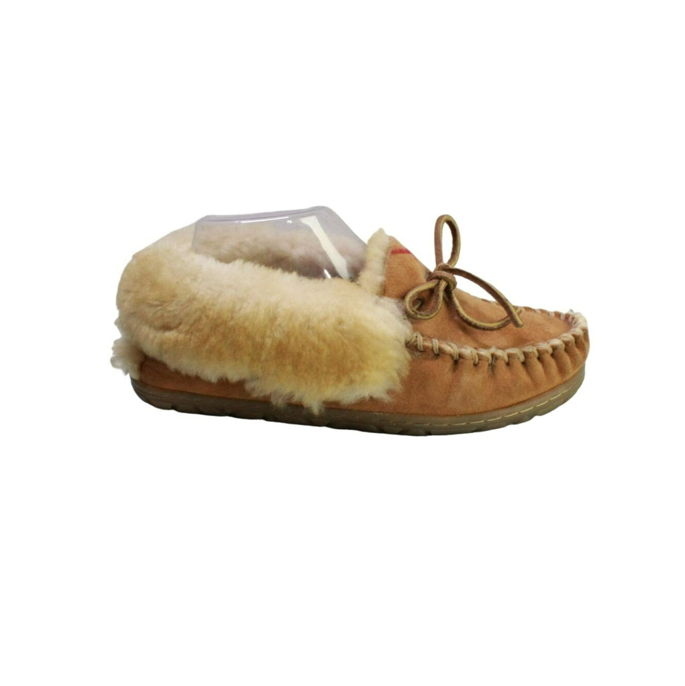 LL Bean Women's Brown Suede Wicked Good Shearling Lined Moccasin Slippers Sz 6 M