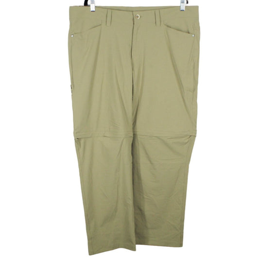 LL Bean Mens No Fly Zone Zip Off Fishing Pants Convert To Shorts Nylon Tan 38x30