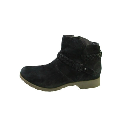 Teva Delavina Women's Black Suede Side Zip Braided Ankle Booties Size 6.5