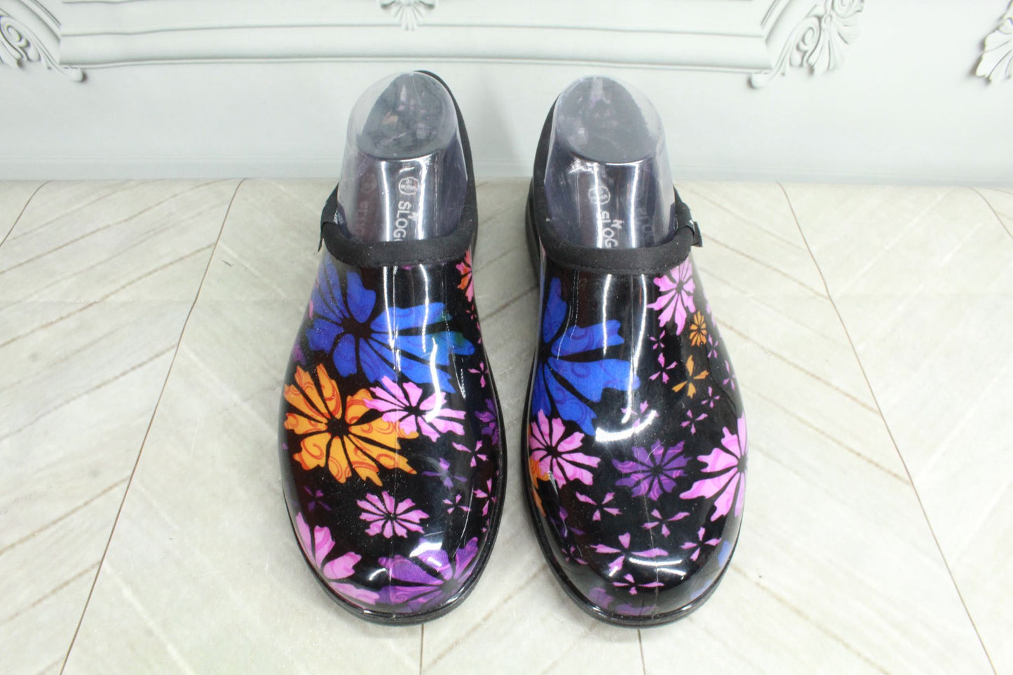 Sloggers Women's Flower Power Print Rain Garden Slip on Shoes Size 10