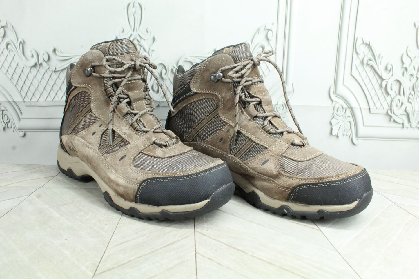 LL Bean Trail Model 4 Men's Brown Suede Waterproof Hiking Boots Size 12 Wide