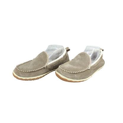 LL Bean Women's Mountain Slippers Moccasin Fleece Lined Suede Dark Cement 8 M