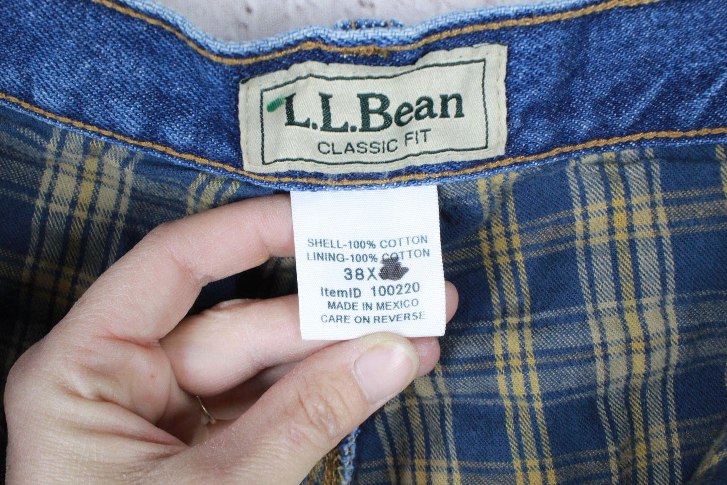 LL Bean Men's Double L Jeans Classic Fit Flannel-Lined Cotton Stonewashed 38x34