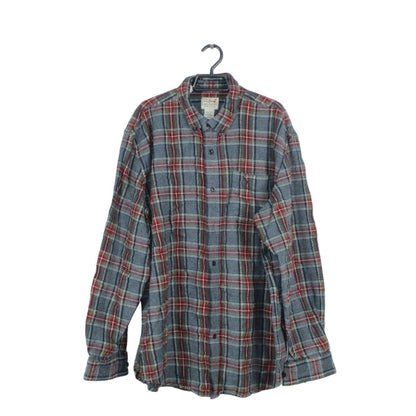 LL Bean Men's Scotch Plaid Flannel Shirt Traditional Fit Cotton Gray Red Size XL