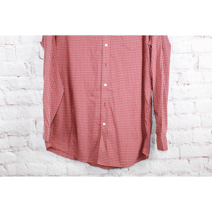 LL Bean Mens Wrinkle Free Kennebunk Sport Shirt Traditional Fit Check Red L Tall