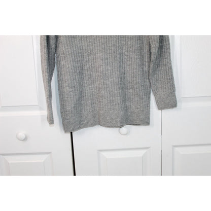 LL Bean Women's Cozy Cloud Sweater Quarter Zip Wool Blend Gray Heather Small