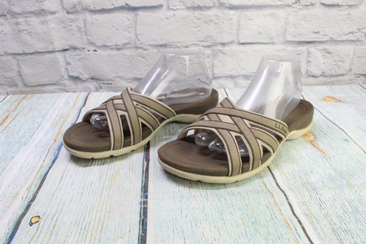 LL Bean Boothbay Women's Gray Nylon Slip On Comfort Casual Sandals Size 11 M