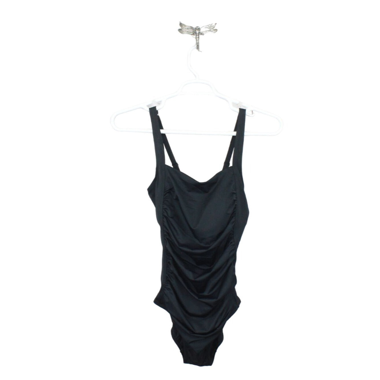 NWT! LL Bean Women's BeanSport Swimwear Squareneck Tanksuit Black Size 12