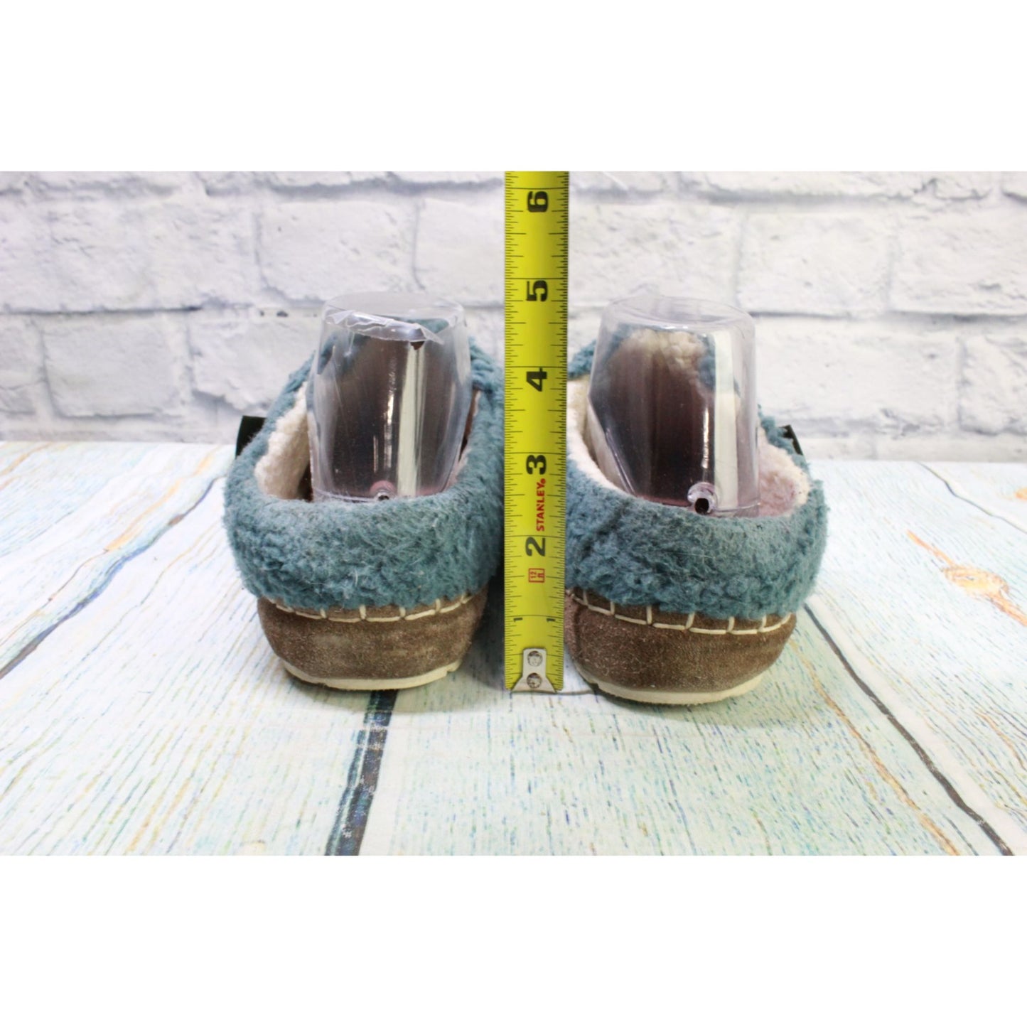 LL Bean Women's Teal Polyester Wicked Good Fleece Lined Cozy Slippers Size 9 M