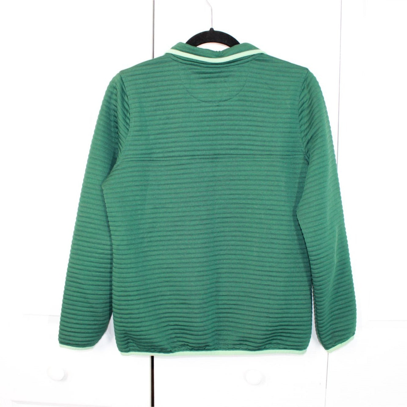 LL Bean Women's Airlight Knit Pullover Sweatshirt Quilted Green Size S