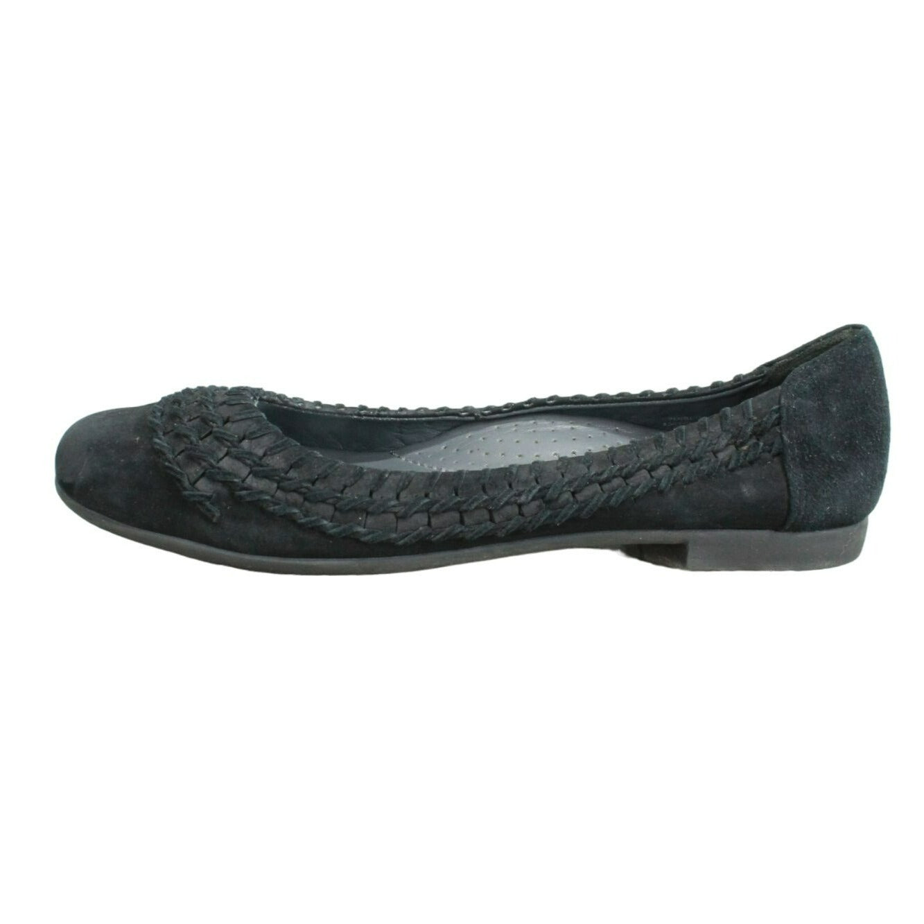 LL Bean Fairfield Sided Women's Black Suede Slip On Ballet Flat Shoes Size 7 M