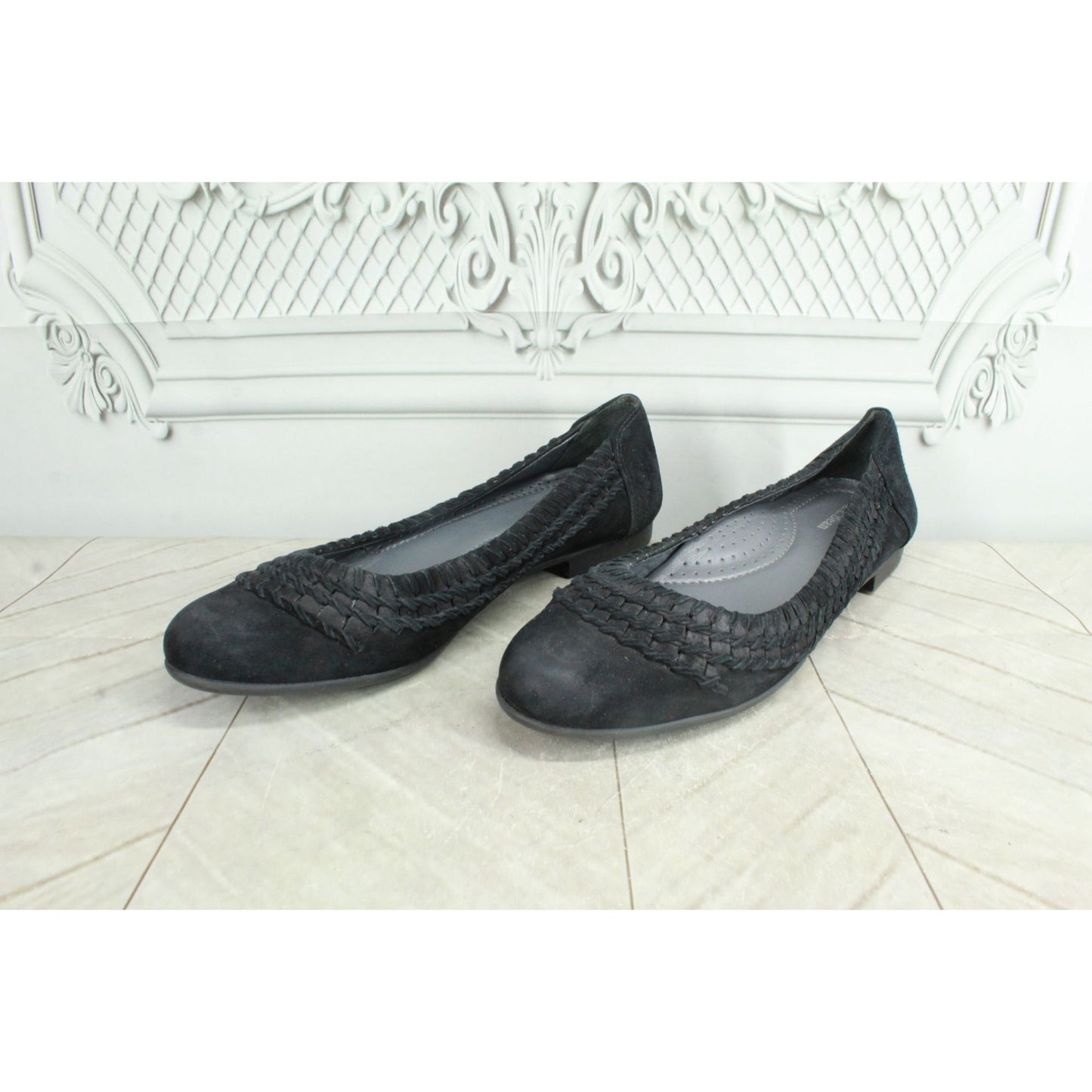 LL Bean Fairfield Sided Women's Black Suede Slip On Ballet Flat Shoes Size 7 M