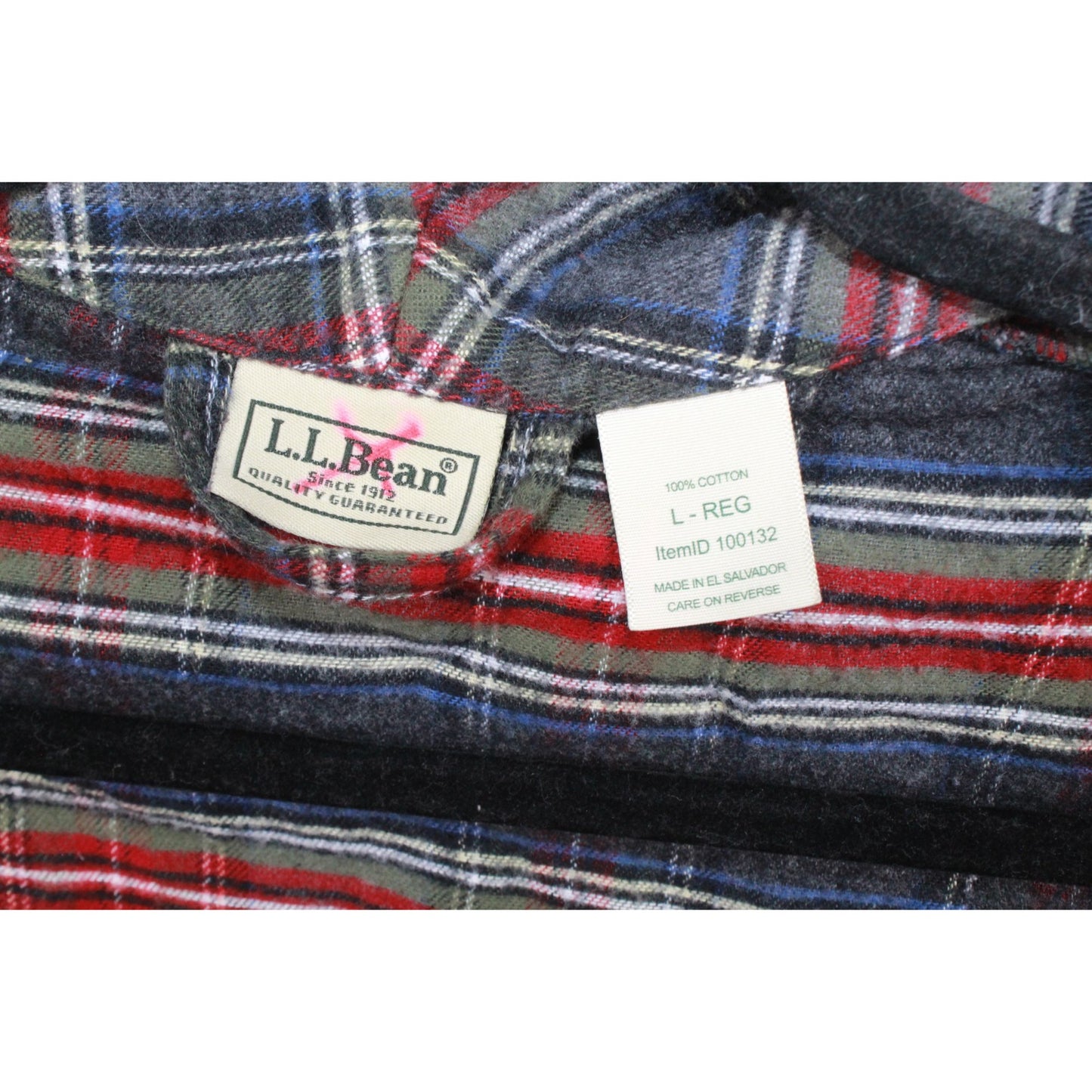 LL Bean Men's Scotch Plaid Flannel Robe Tie Waist Cotton Grey Stewart Size L