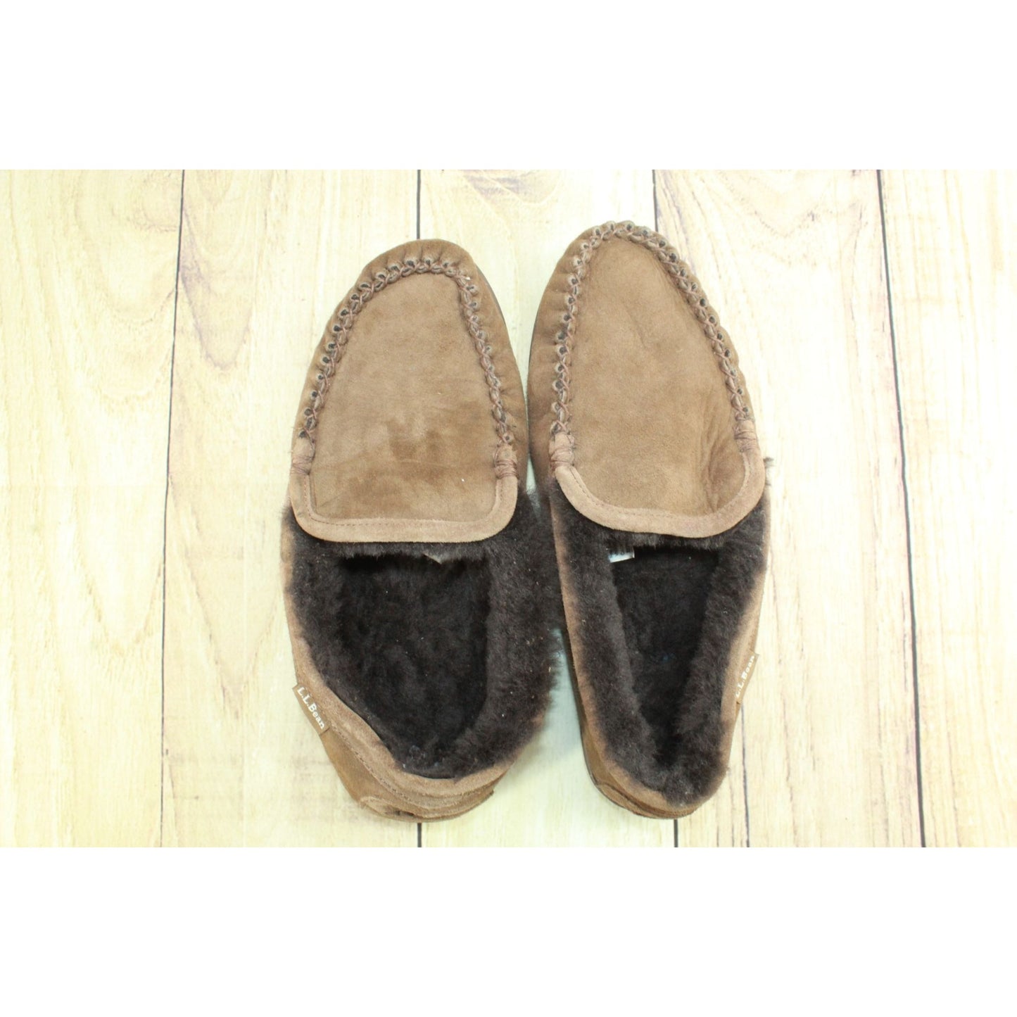 LL Bean Men's Wicked Good Slippers Venetian Shearling Line Suede Dark Brown 9 M