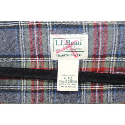 LL Bean Men's Scotch Plaid Flannel Shirt Traditional Fit Cotton Gray Red Size XL