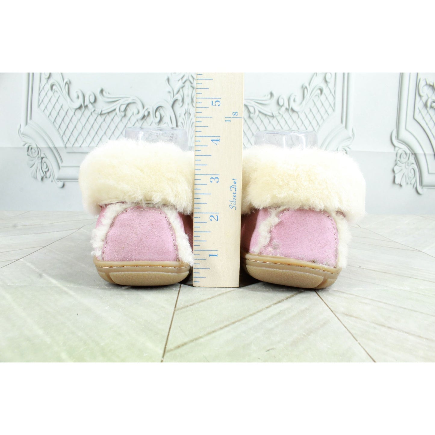 LL Bean Womens Pink Suede Wicked Good Shearling Lined Moccasin Slippers Size 8 M