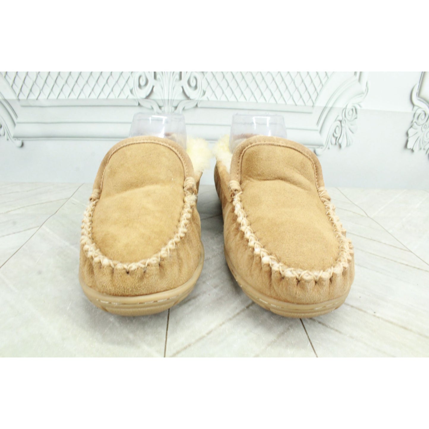 LL Bean Kid's Brown Suede Wicked Good Shearling Lined Venetian Slippers Size 5