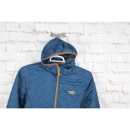 LL Bean Men's Katahdin Insulated Hooded Pullover Half Zip Quilted Mariner Blue S