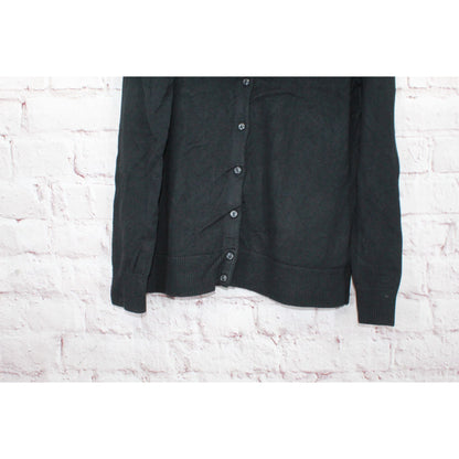 LL Bean Women's Cotton Cashmere Blend Cardigan Button Up Classic Cozy Black S