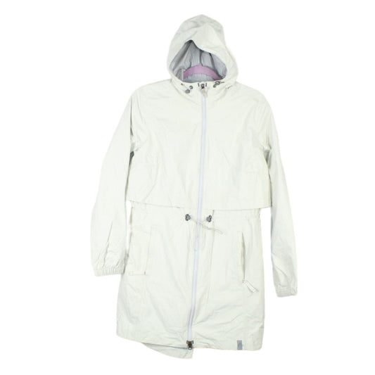 LL Bean Women's Meridian Hooded Rain Coat Full Zipper Silver Birch Size S Pet