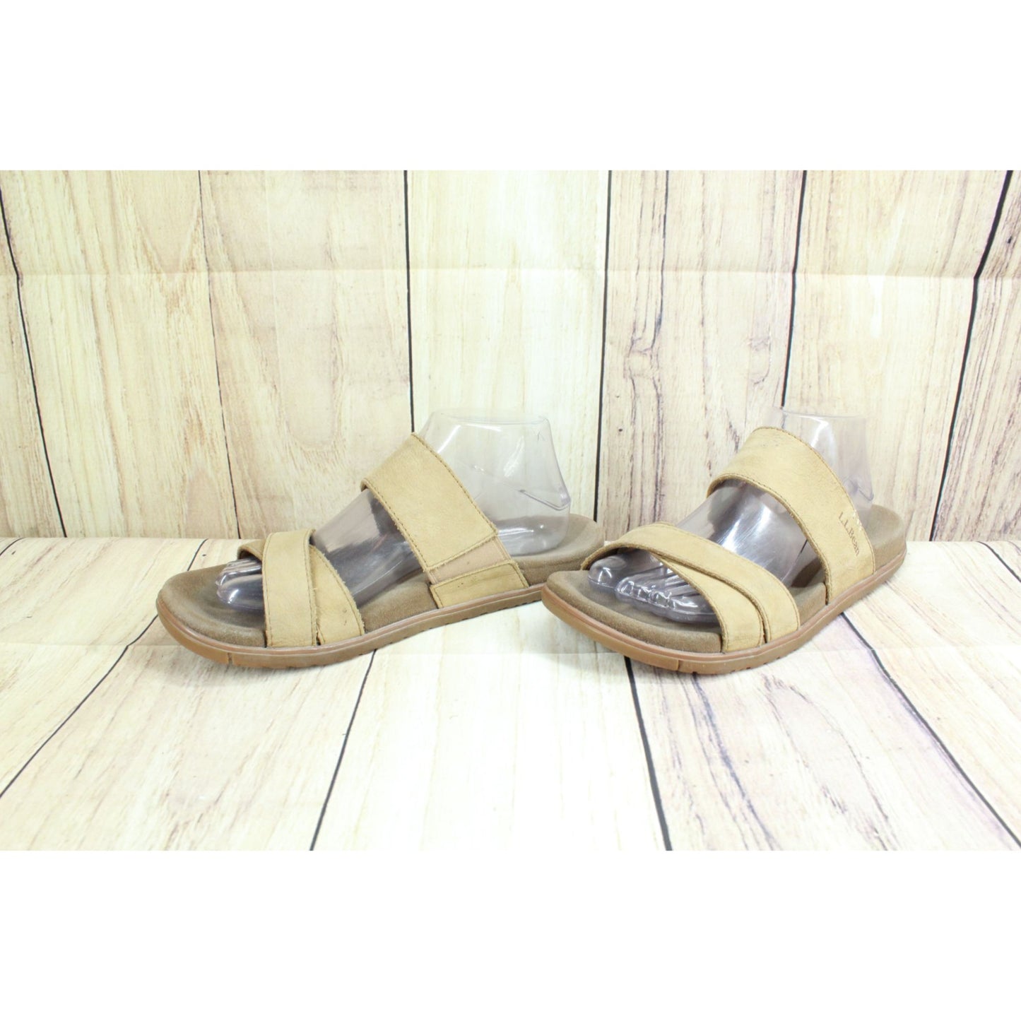 LL Bean Women's Go Anywhere Strap Sandals Pebbled Leather Brown Size 9 M