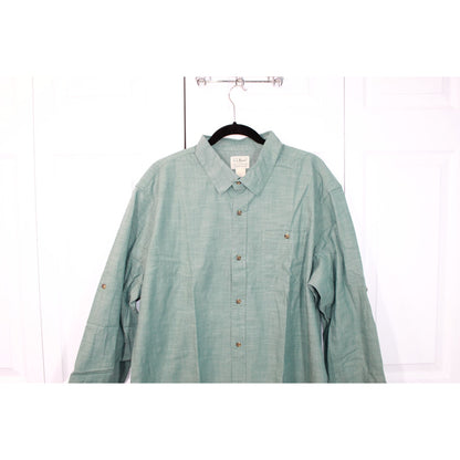 LL Bean Women's Green Cotton Traditional Fit Long Sleeve Button Up Shirt Small