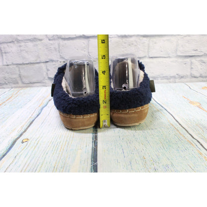 LL Bean Women's Blue Polyester Wicked Good Shearling Lined Cozy Slippers Sz 10 M